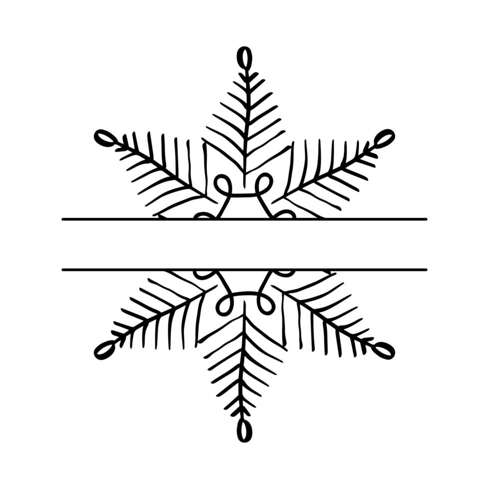 Navidad lindo vector dibujado a mano split copo de nieve escandinavo vintage. elemento de diseño decorativo de Navidad en estilo retro, ilustración de invierno aislado