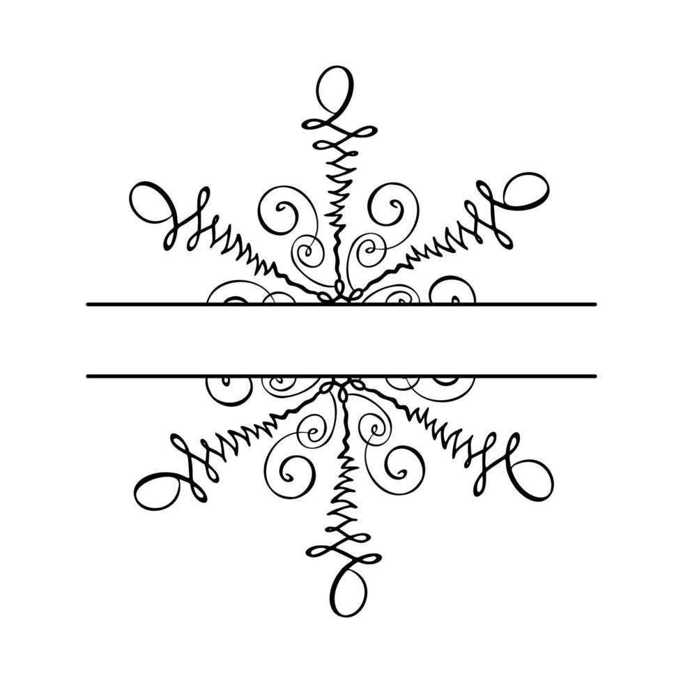 Hand drawn Vector split Christmas vintage scandinavian snowflake. Xmas decorative design element in retro style, isolated winter illustration