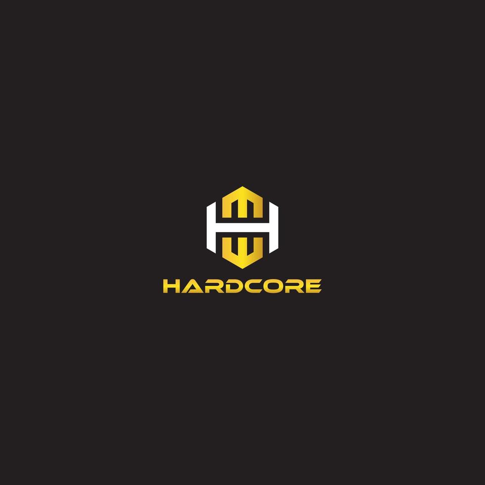 M H Initial logo monogram gold vector