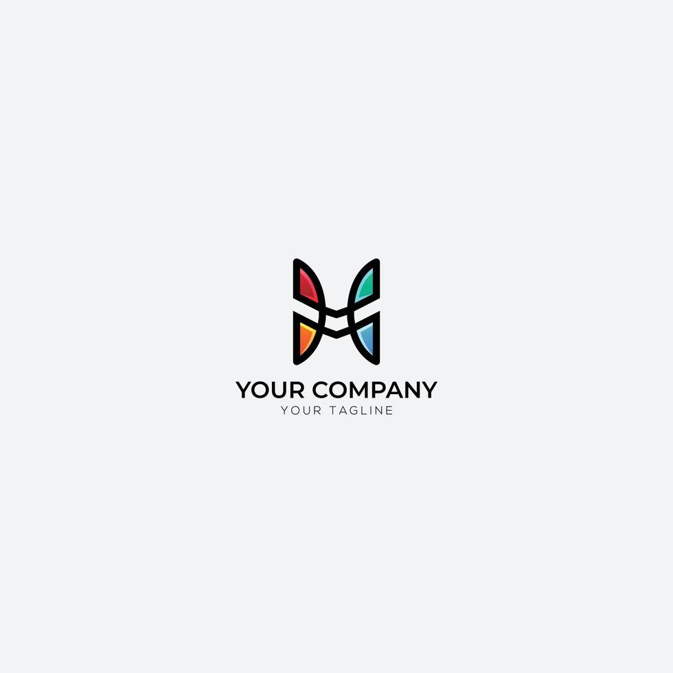 abstract rainbow logo letter MH monogram vector