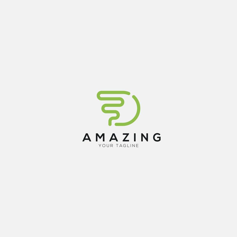 fast simple D logo D letter modern line vector
