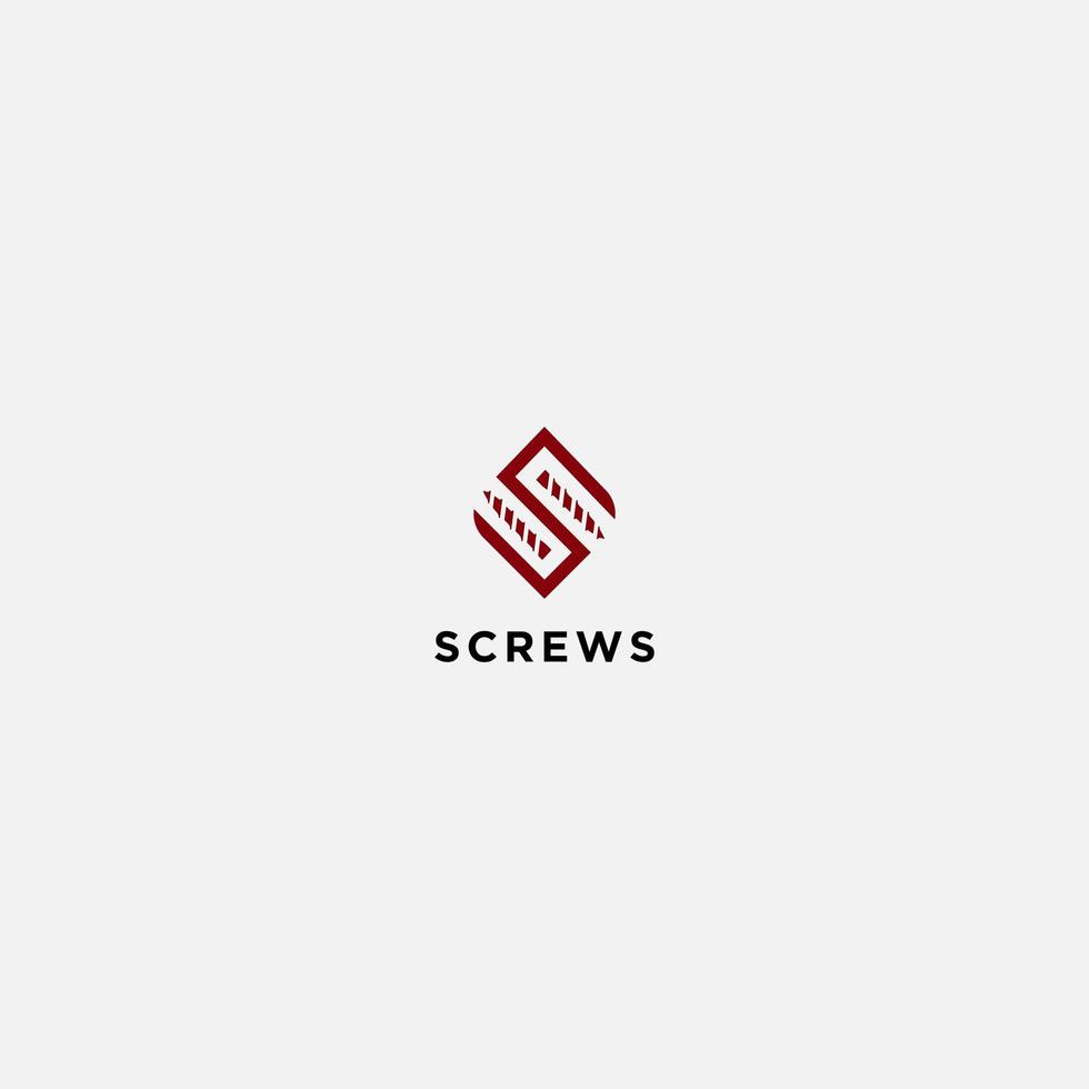 screws simple logo square letter S vector