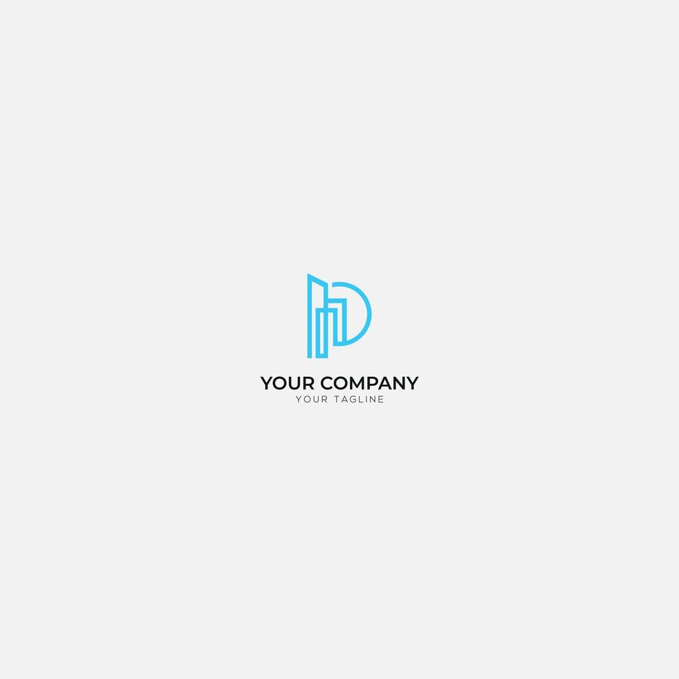 line art P logo simple apartment residence vector