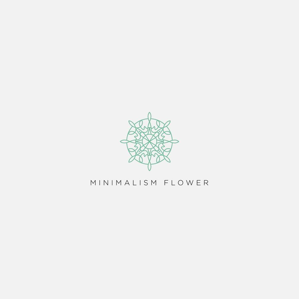 minimalist line art flower pattern logo vector
