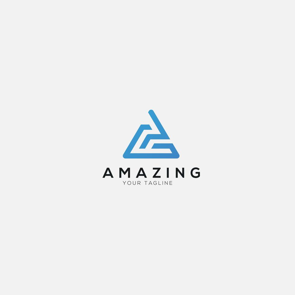 Abstract triangle letter A logo line modern vector