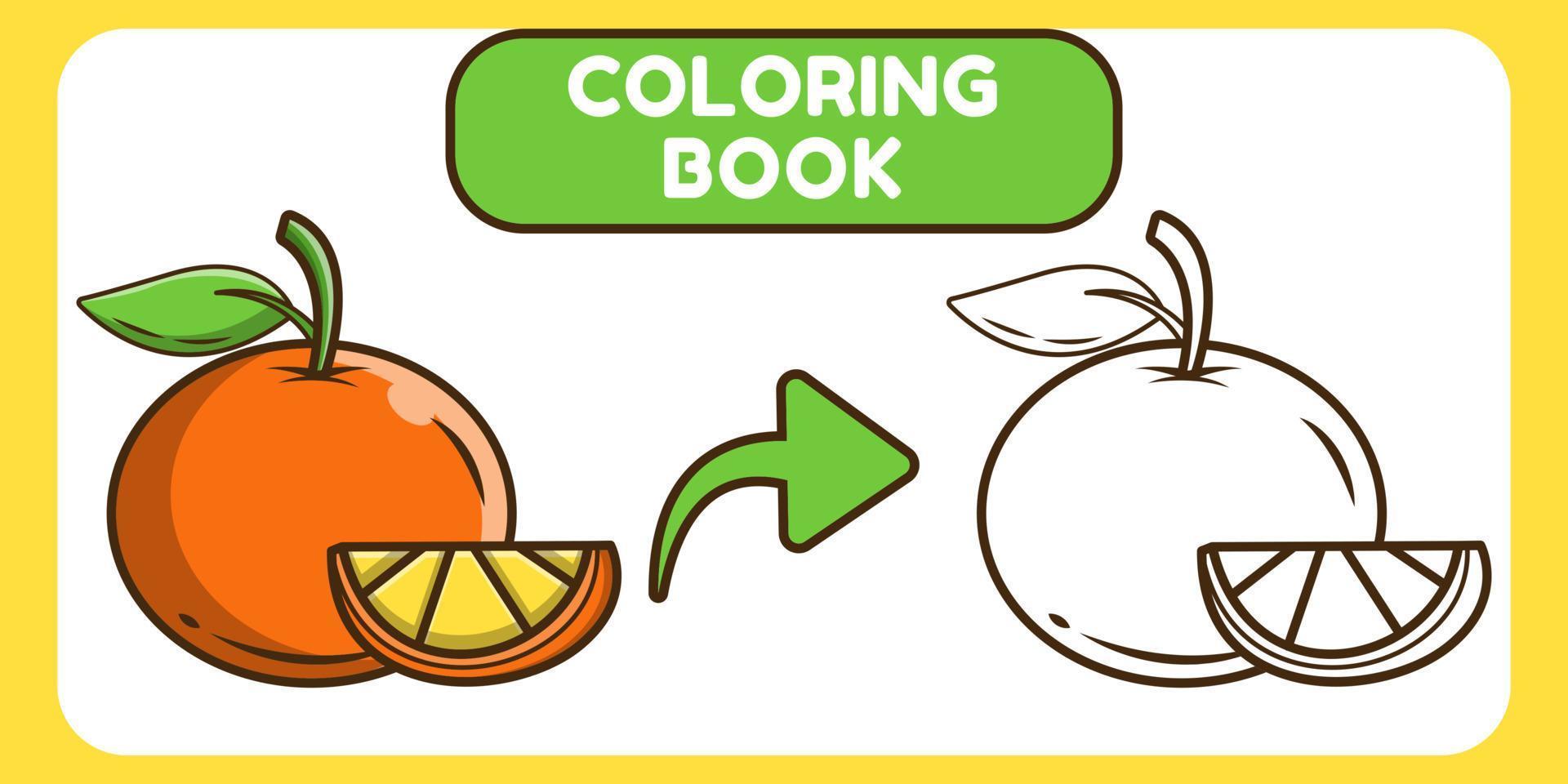 Kawaii orange hand drawn cartoon doodle coloring book for kids vector