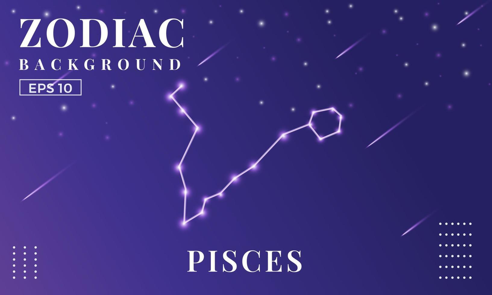 Zodiac Pisces background at night with beautiful shooting star and stars ornaments. Perfect for copybook brochures, school books, Notebook paper, book, magazine template. vector