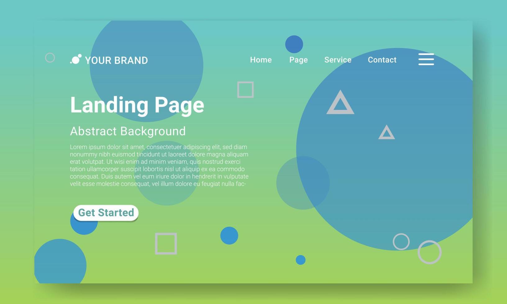 Landing Page Website Template Vector. Minimal blue ellipse gradient geometric background with dynamic shapes. Design for website and mobile website development. vector