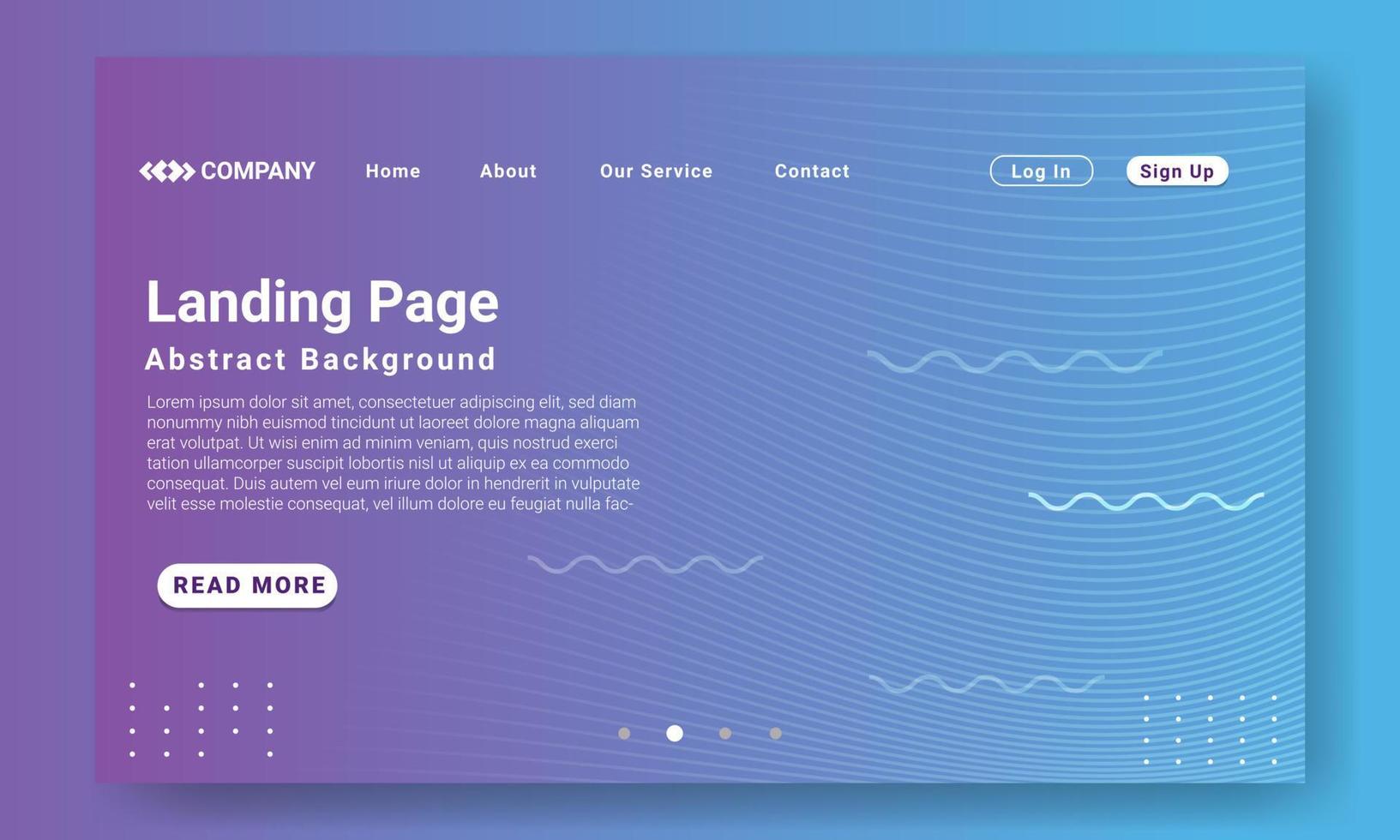 Simple Landing Page Website Template. Modern purple gradient geometric background with dynamic shapes, wave and geometric element. Design for website and mobile website development. vector