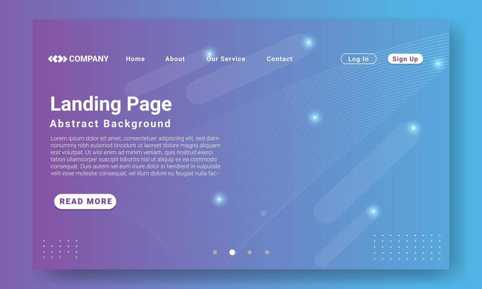 Minimal Landing Page Website Template. Blue gradient geometric background with dynamic shapes, wave and geometric element. Design for website and mobile website development. vector