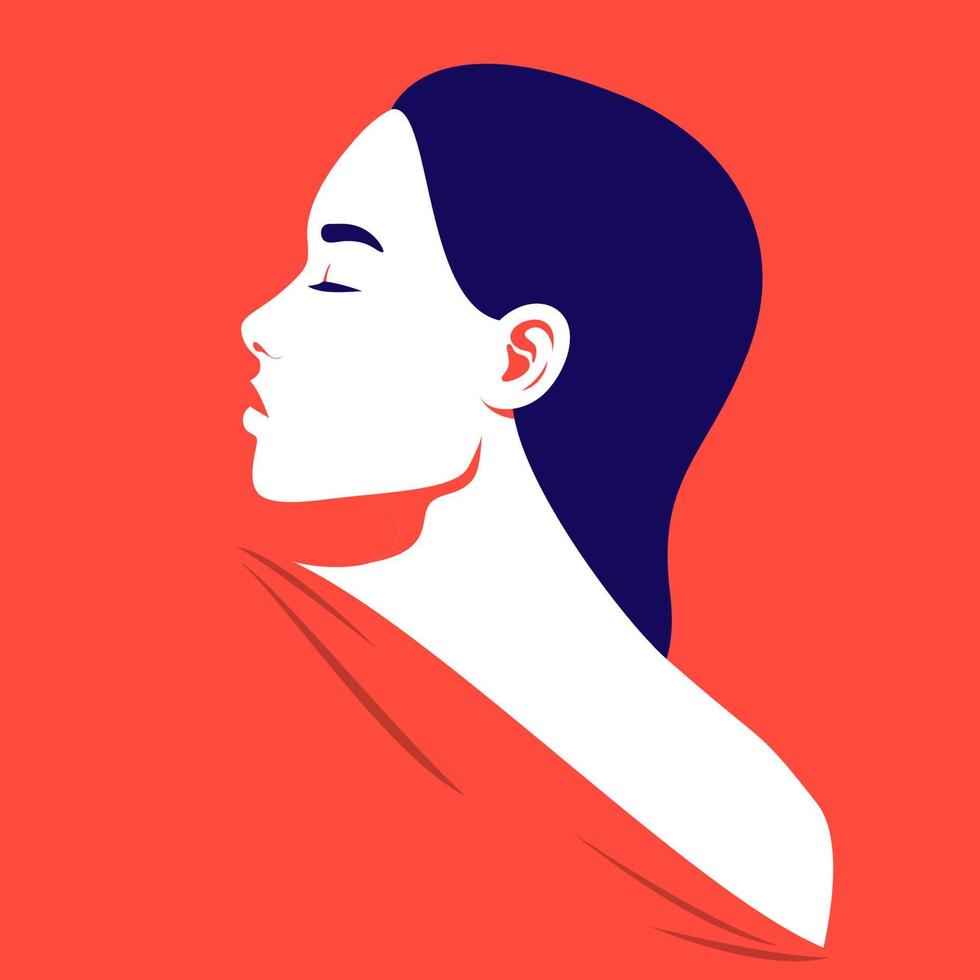 Portrait of a beautiful woman in profile vector