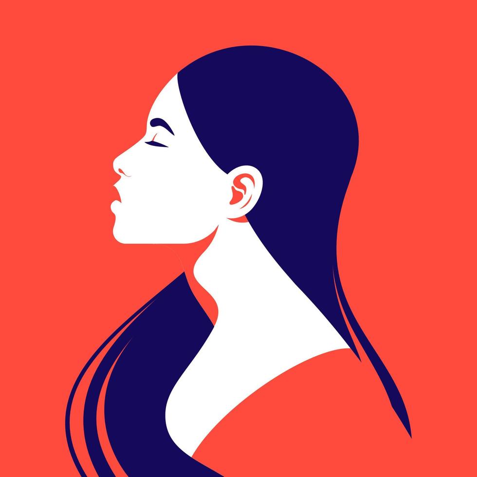 Portrait of a beautiful woman in profile vector