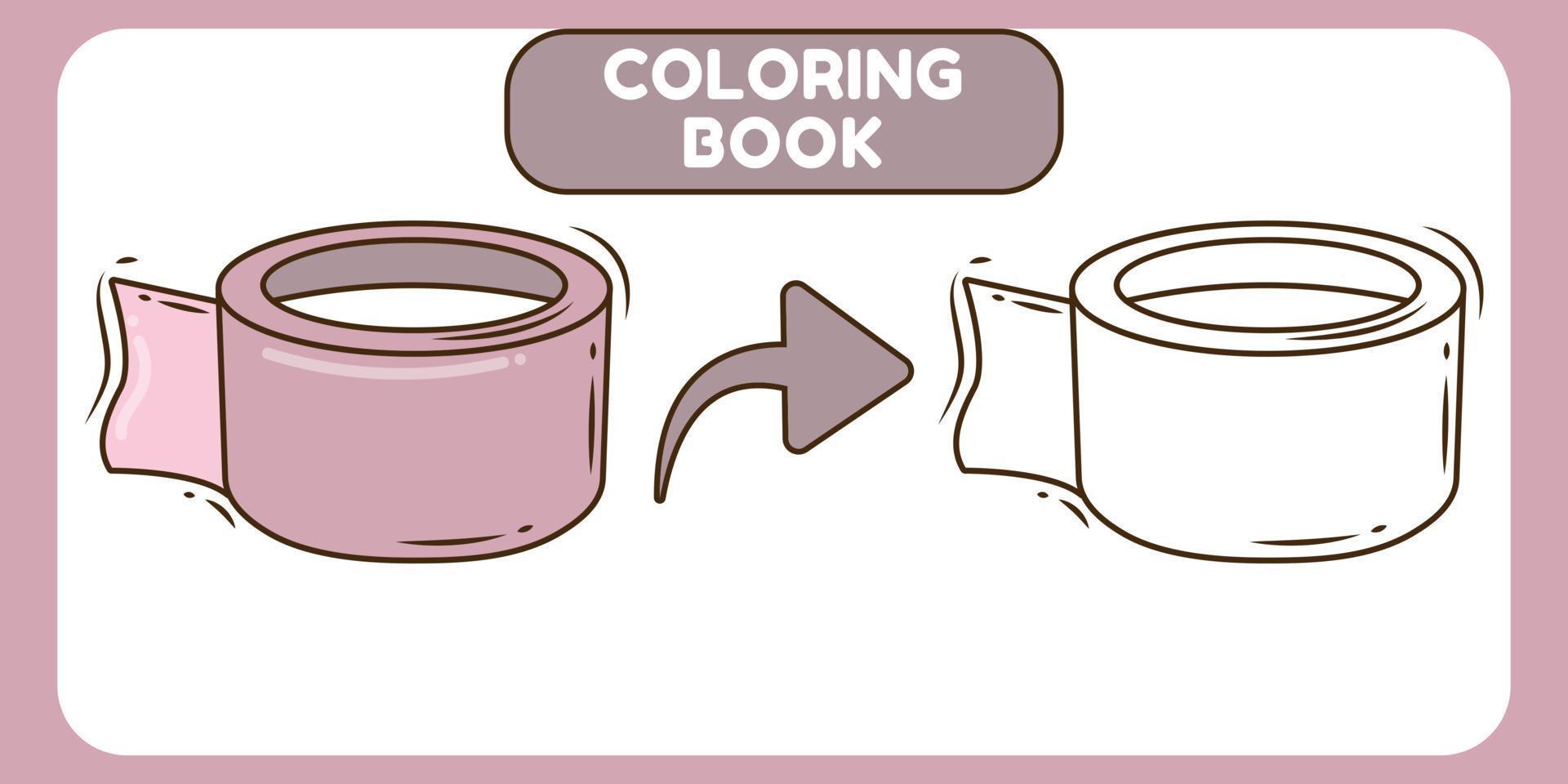 Cute tape hand drawn cartoon doodle coloring book for kids vector