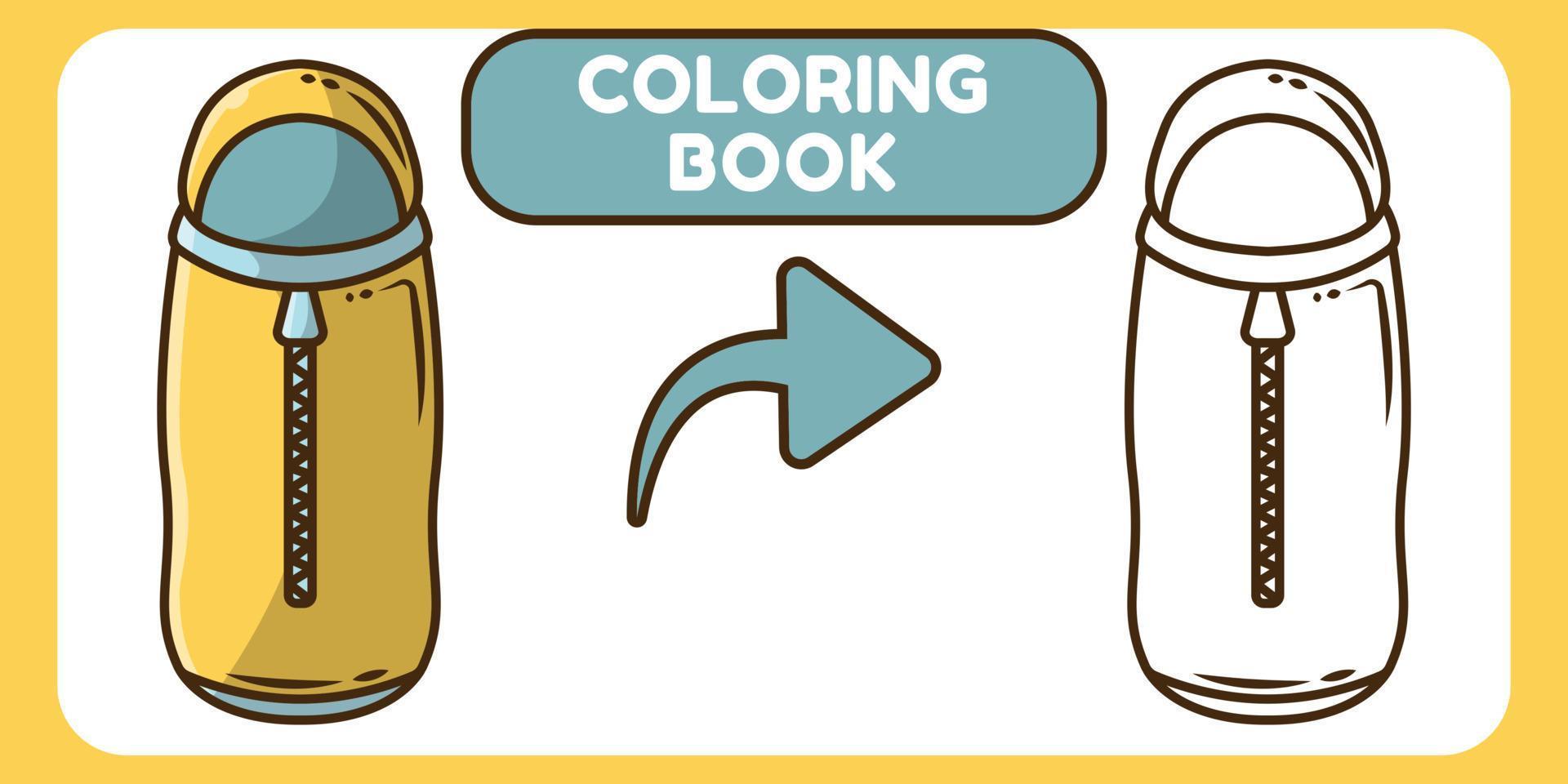 Cute sleeping bag hand drawn cartoon doodle coloring book for kids vector