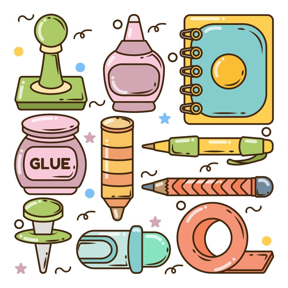 Set of hand drawn school elements cartoon doodle vector