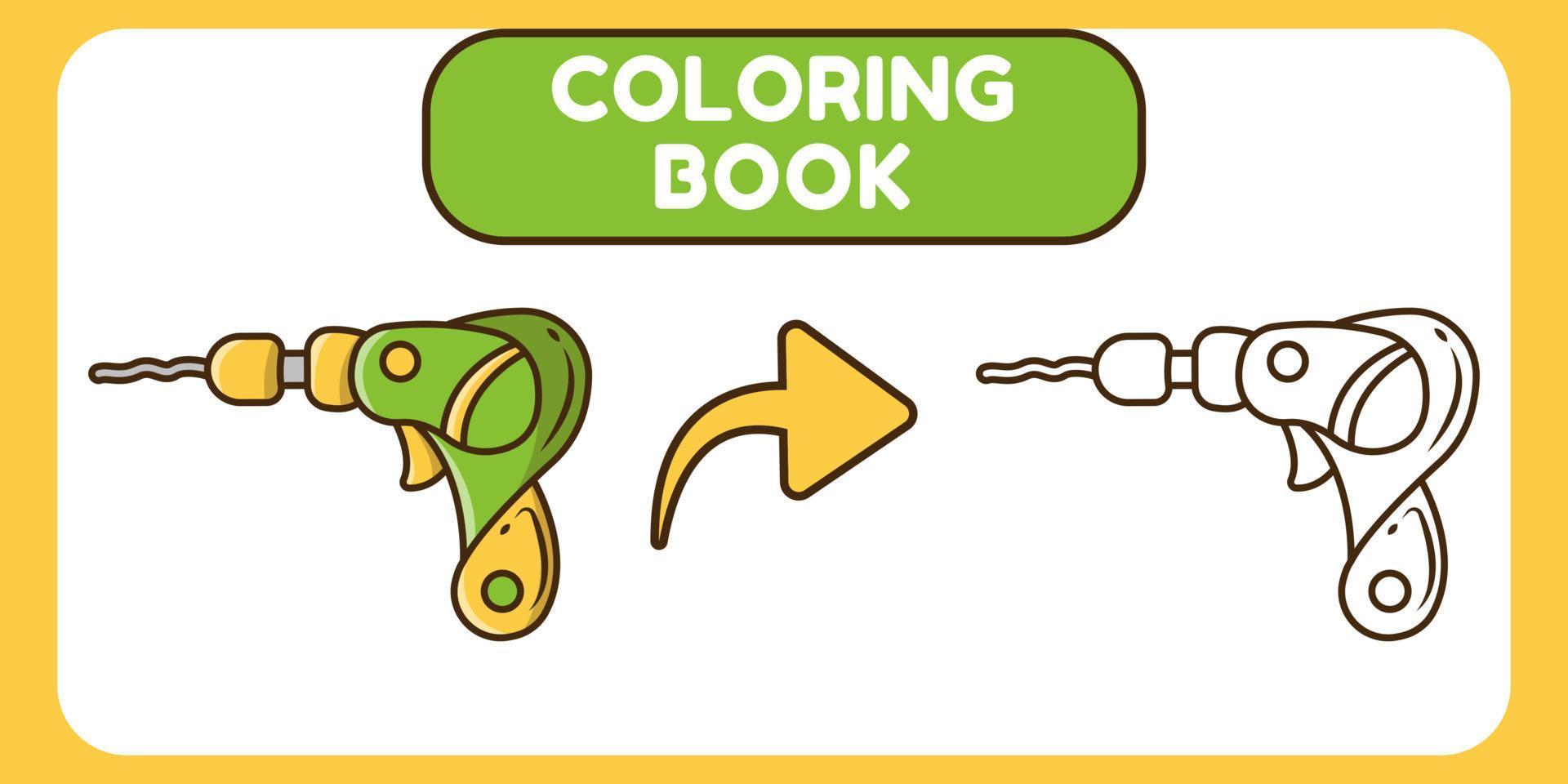 lindo taladro dibujado a mano dibujos animados doodle libro para colorear para niños vector