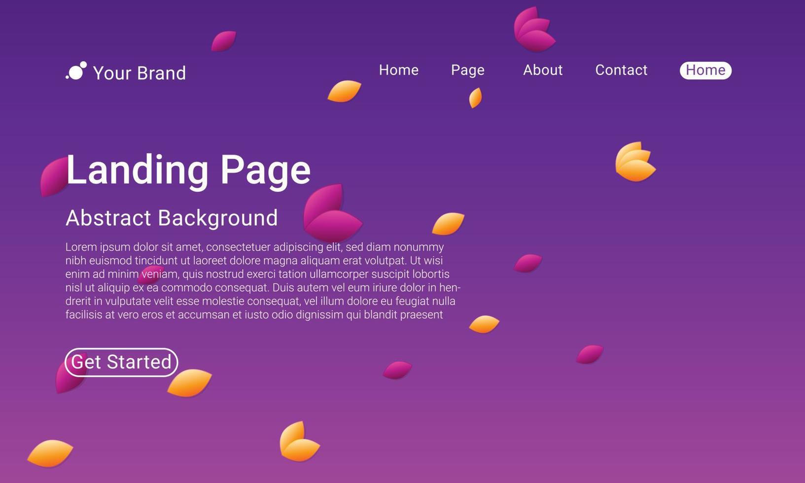 Landing Page Website Template Vector. Flower decoration. Abstract colorful gradient. Design for website and mobile, Business Interface, Landing Web Page. vector