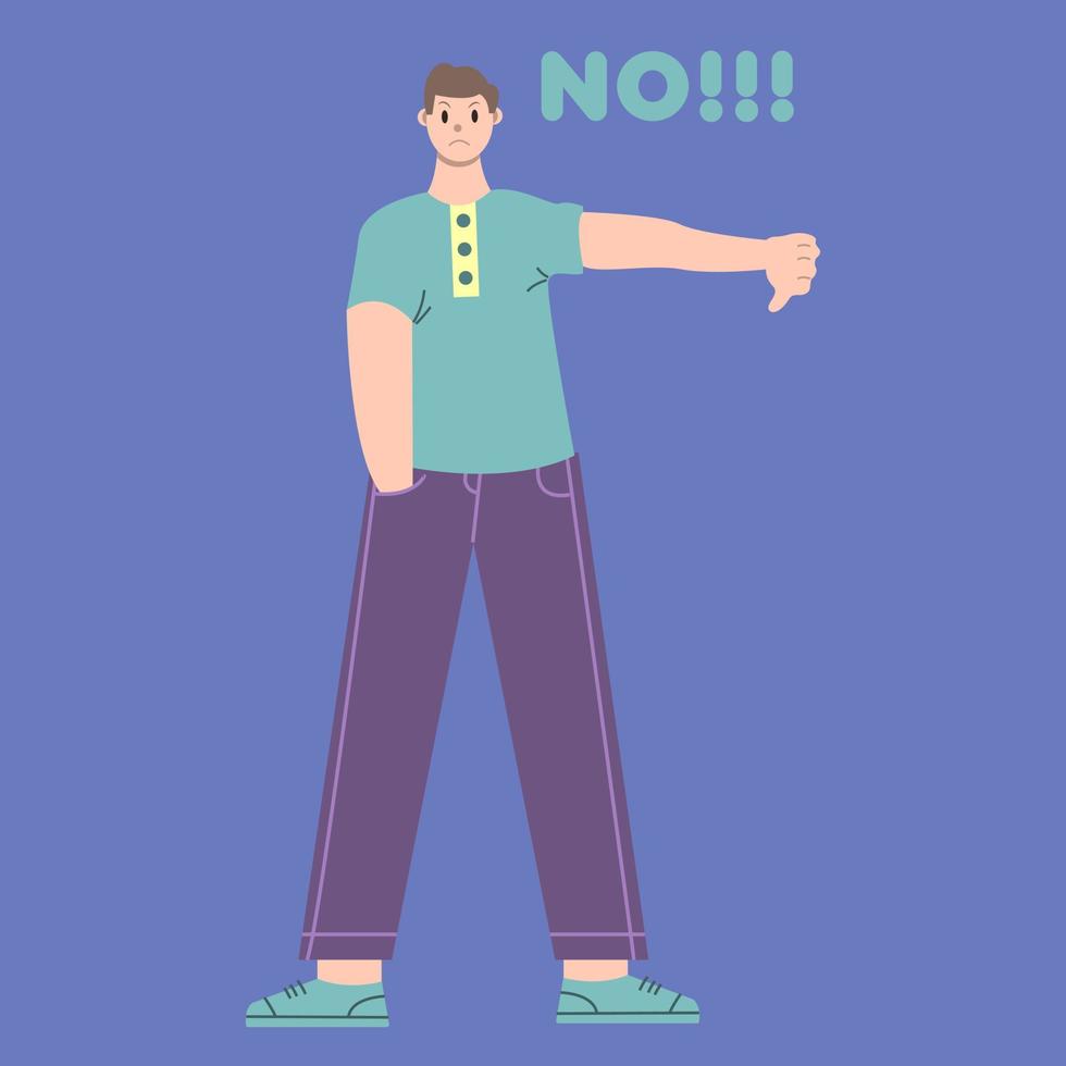 Illustration vector graphic of man cartoon character with condescending pose in flat design. Business concept. Blue background. Perfect for business promotion, management,  marketing.