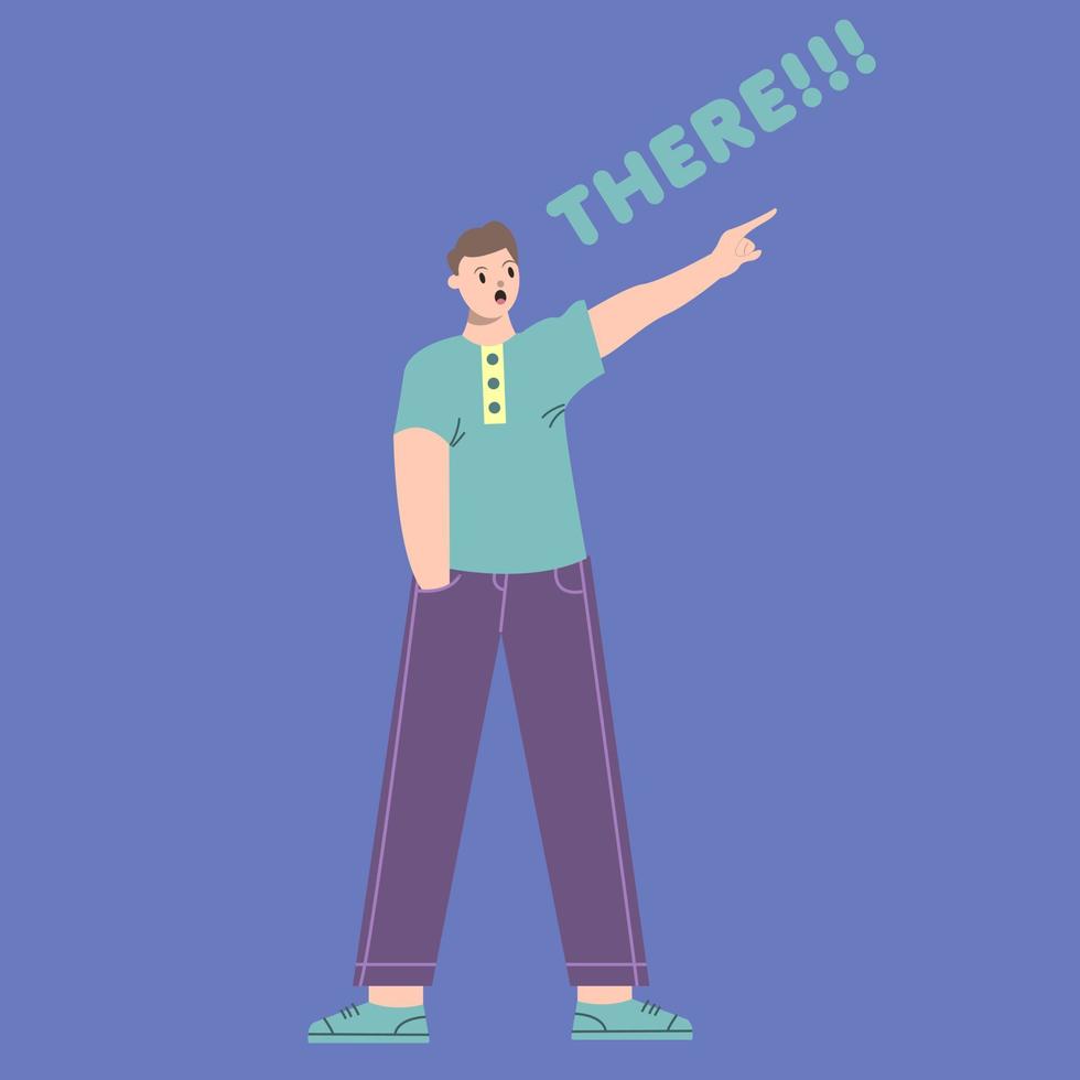 Illustration vector graphic of man cartoon character with pose pointing up in flat design. Business concept. Blue background. Perfect for business promotion, management,  marketing.