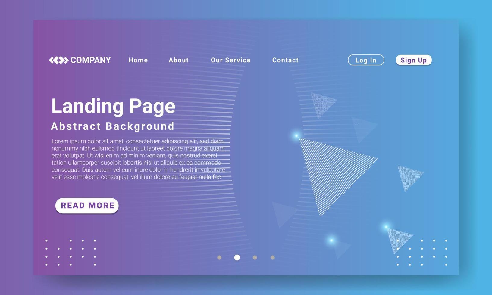 Minimal Landing Page Website Template. Abstract purple gradient geometric background with dynamic shapes, wave and geometric pattern. Design for website and mobile website development. vector