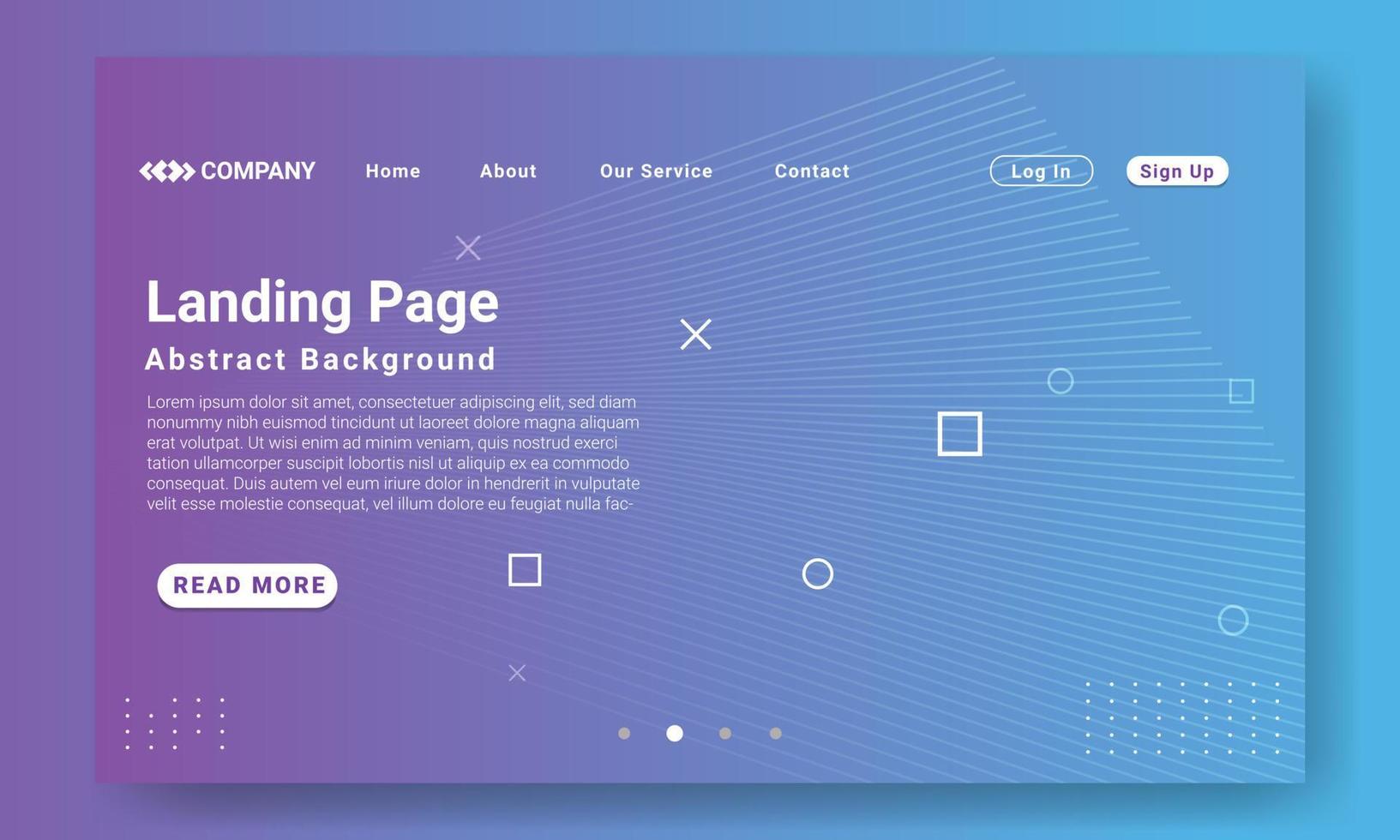 Geometric Landing Page Website Template. Modern purple gradient geometric background with dynamic shapes, wave and geometric element. Design for website and mobile website development. vector