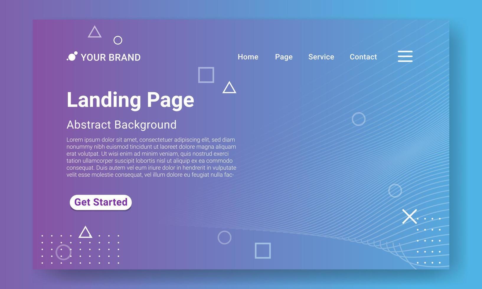 fondo geométrico degradado púrpura con formas dinámicas, ondas y elementos geométricos. plantilla de sitio web de página de destino moderna. diseño para el desarrollo de sitios web y sitios web móviles. vector