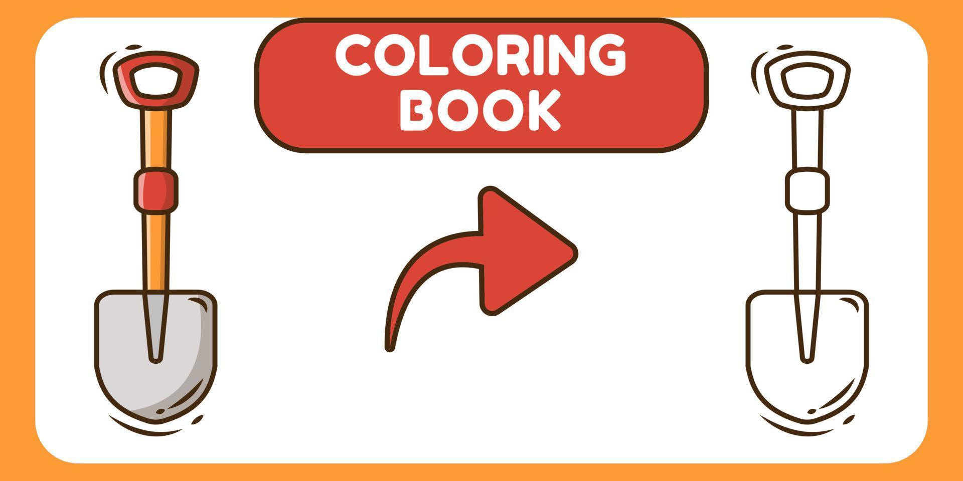 lindo libro de colorear de doodle de dibujos animados dibujados a mano de pala para niños vector