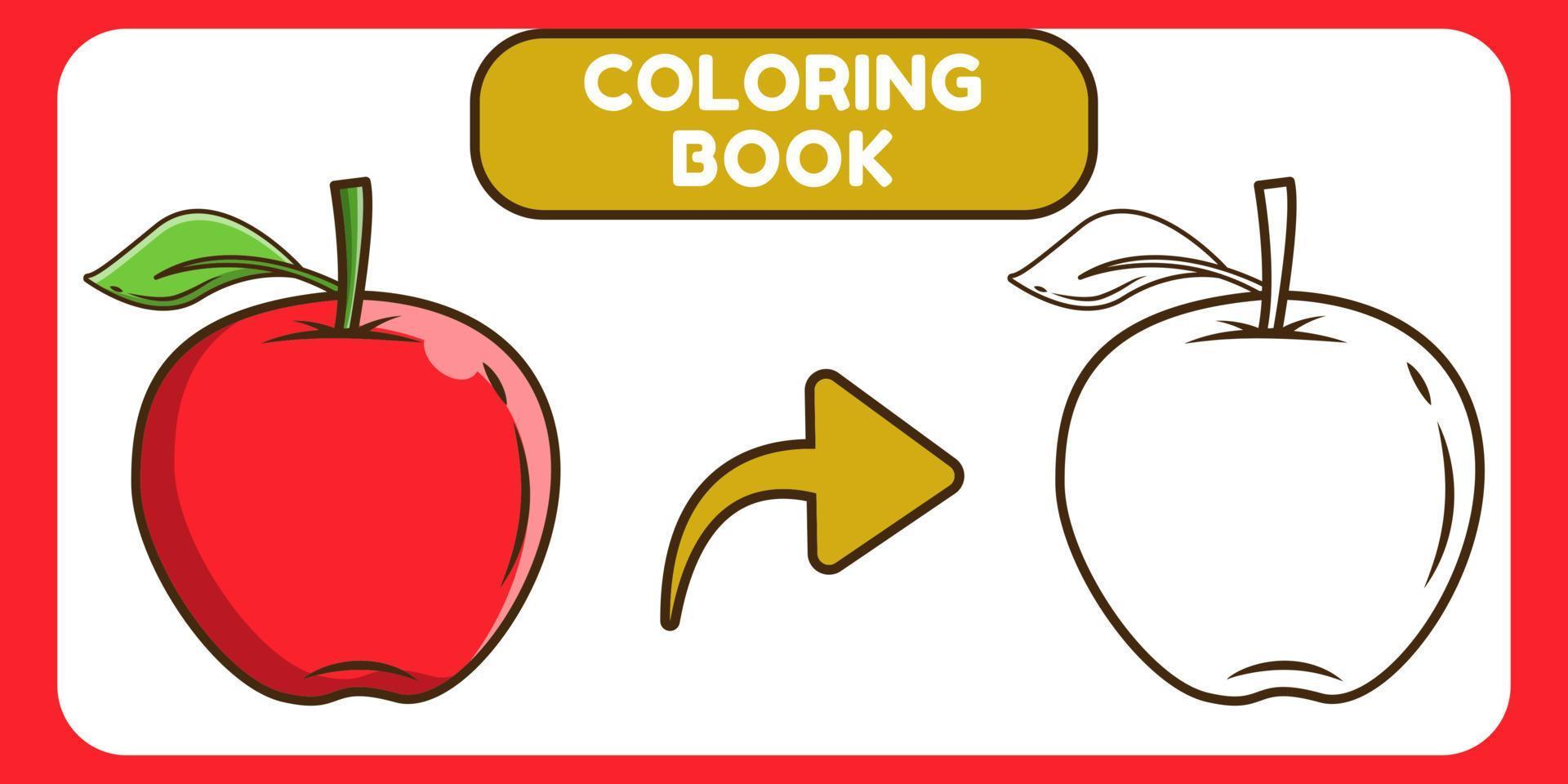 libro de colorear de doodle de dibujos animados dibujados a mano de manzana kawaii para niños vector