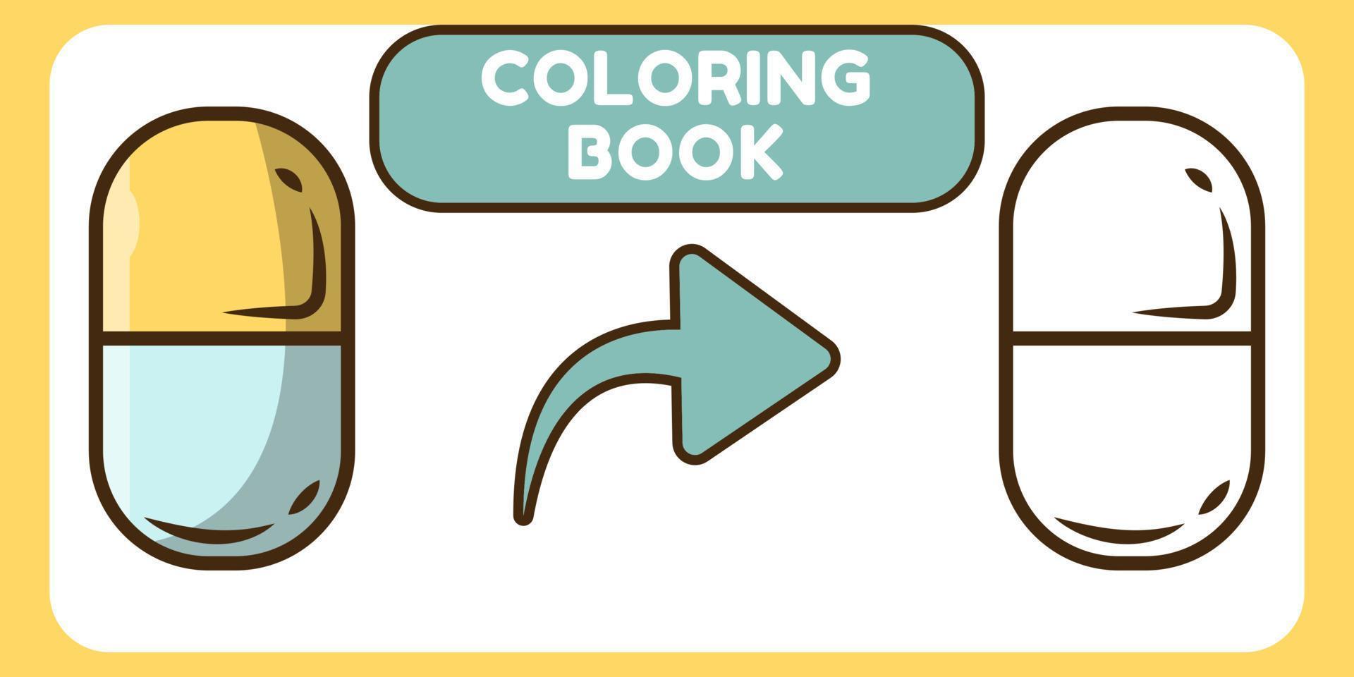 lindas pastillas dibujadas a mano dibujos animados doodle libro para colorear para niños vector