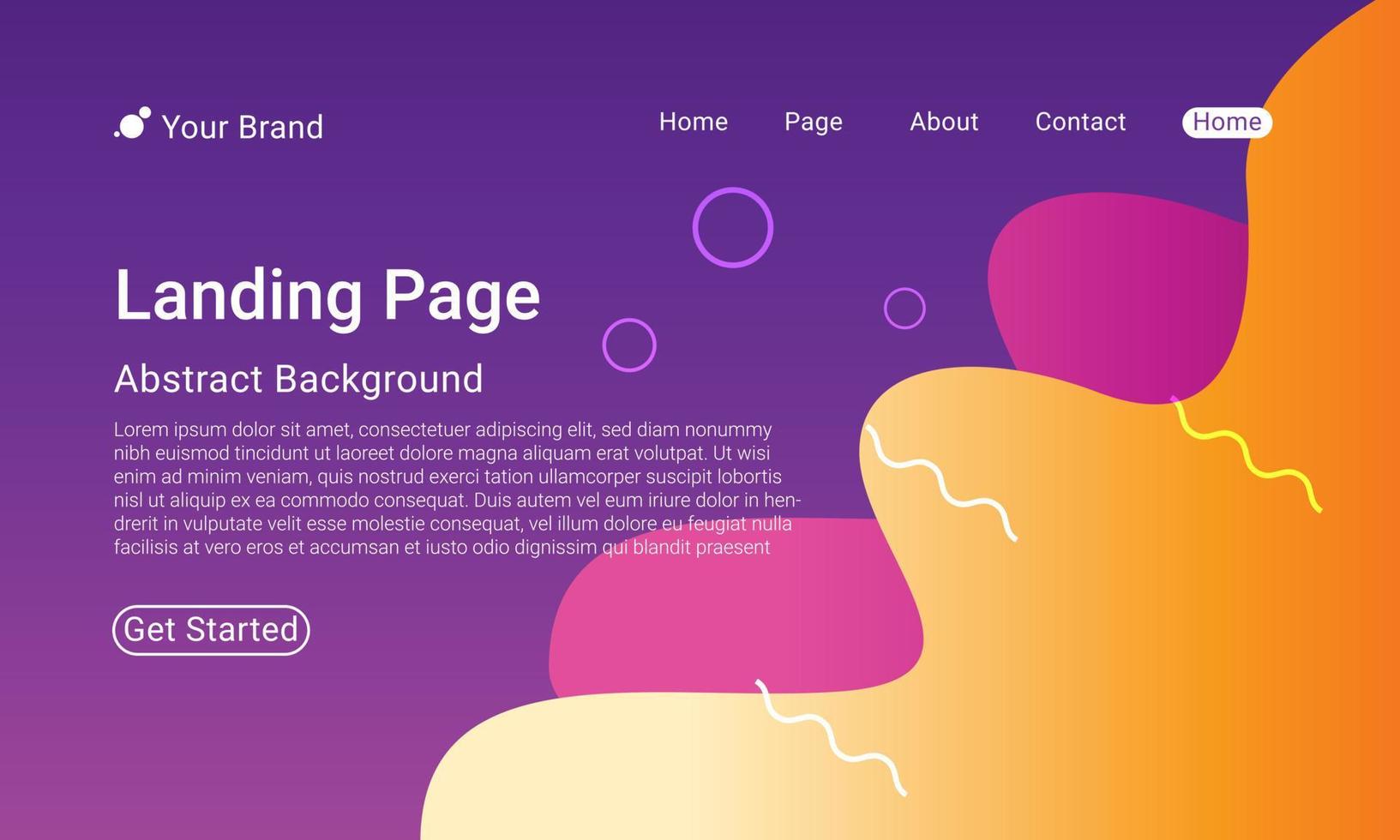 Landing Page Website Template Vector. Abstract colorful gradient. Design for website and mobile, Business Interface, Landing Web Page. vector