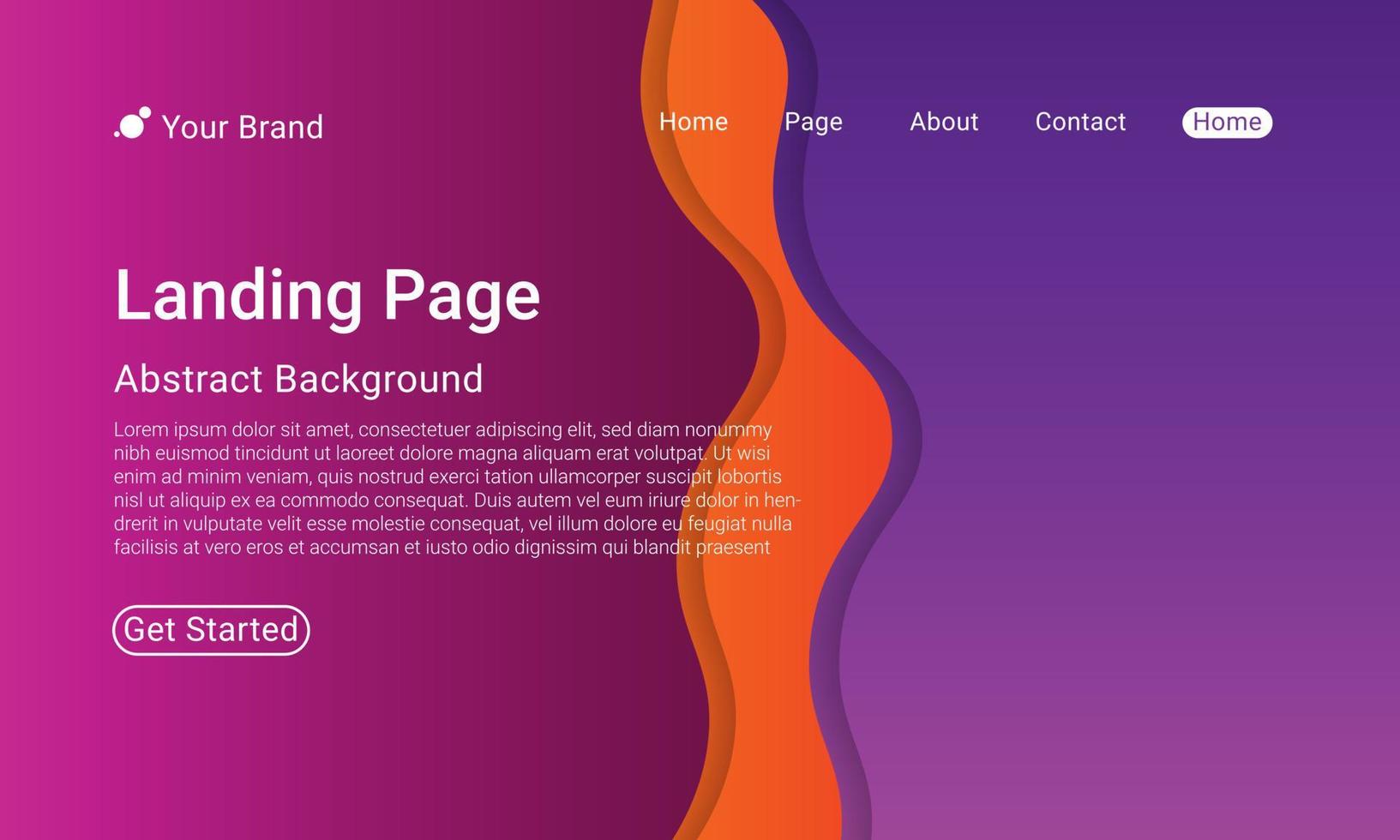 Landing Page Website Template Vector. Abstract colorful gradient. Design for website and mobile, Business Interface, Landing Web Page. vector