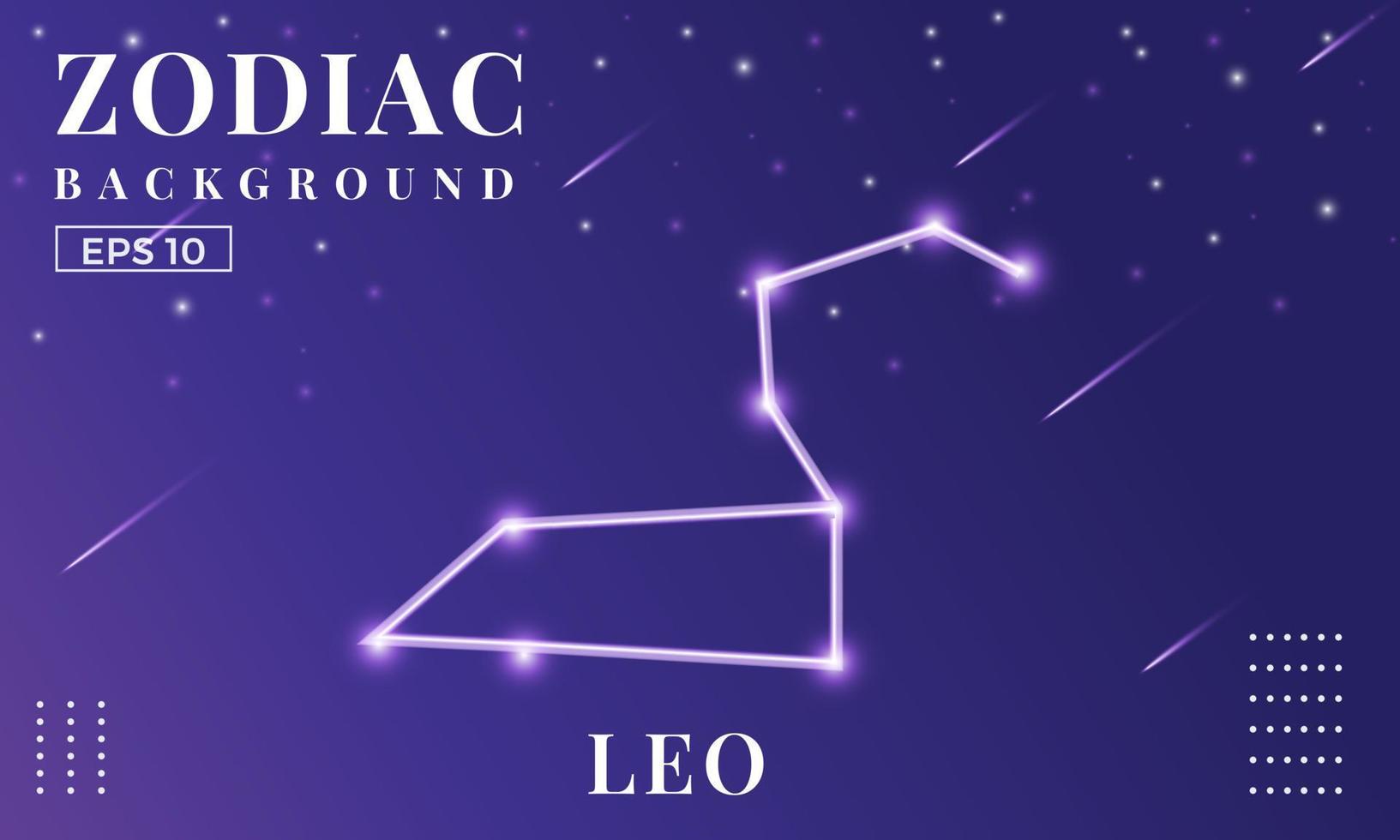 Zodiac Leo background at night with beautiful shooting star and stars ornaments. Perfect for copybook brochures, school books, Notebook paper, book, magazine template. vector