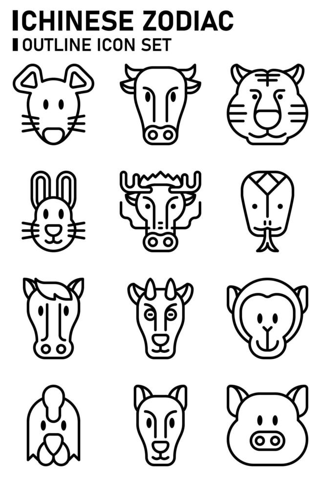 Chinese Zodiac icon set. vector