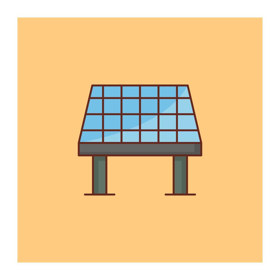 Ilustración de vector de panel solar sobre un fondo. símbolos de primera calidad. icono de color plano de línea vectorial para concepto y diseño gráfico.