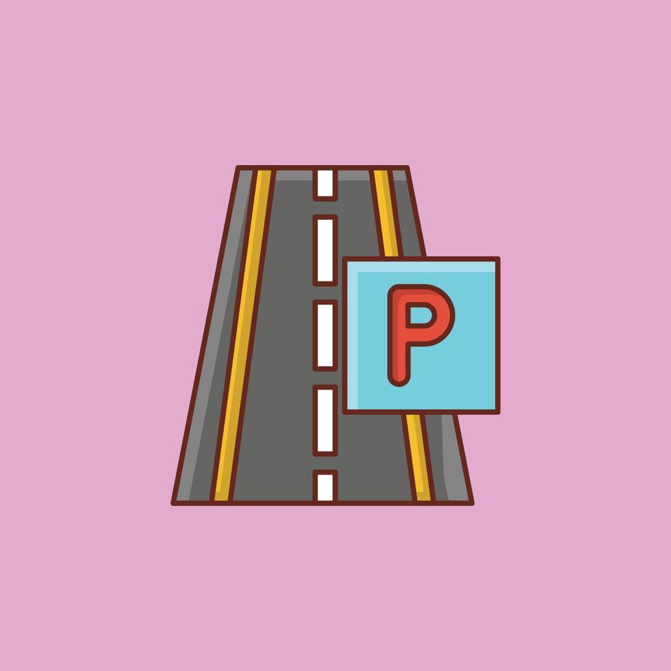 Ilustración de vector de carretera de estacionamiento sobre un fondo. símbolos de primera calidad. icono de color plano de línea vectorial para concepto y diseño gráfico.