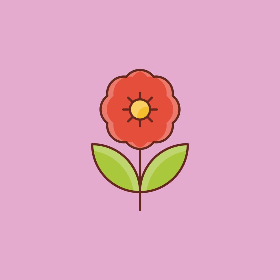 ilustración de vector de flor sobre un fondo. símbolos de primera calidad. icono de color plano de línea vectorial para concepto y diseño gráfico.