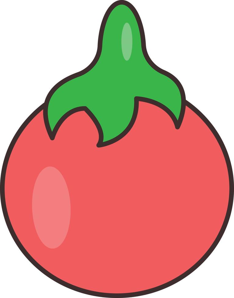 Ilustración de vector de tomate sobre un fondo transparente. símbolos de primera calidad. icono de color plano de línea vectorial para concepto y diseño gráfico.