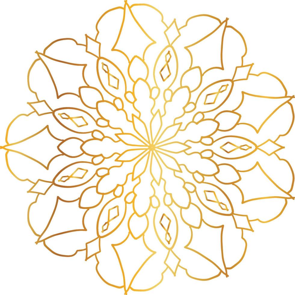 diseño de mandala con ilustraciones doradas, vintage, real, círculo, flor vector