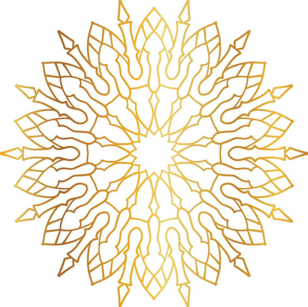 diseño de mandala dorado, aspecto real y arte de diseño, vintage, tradicional vector