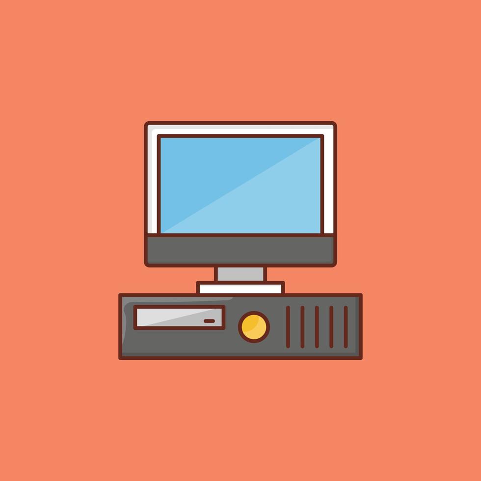 ilustración de vector de computadora sobre un fondo. símbolos de primera calidad. icono de color plano de línea vectorial para concepto y diseño gráfico.