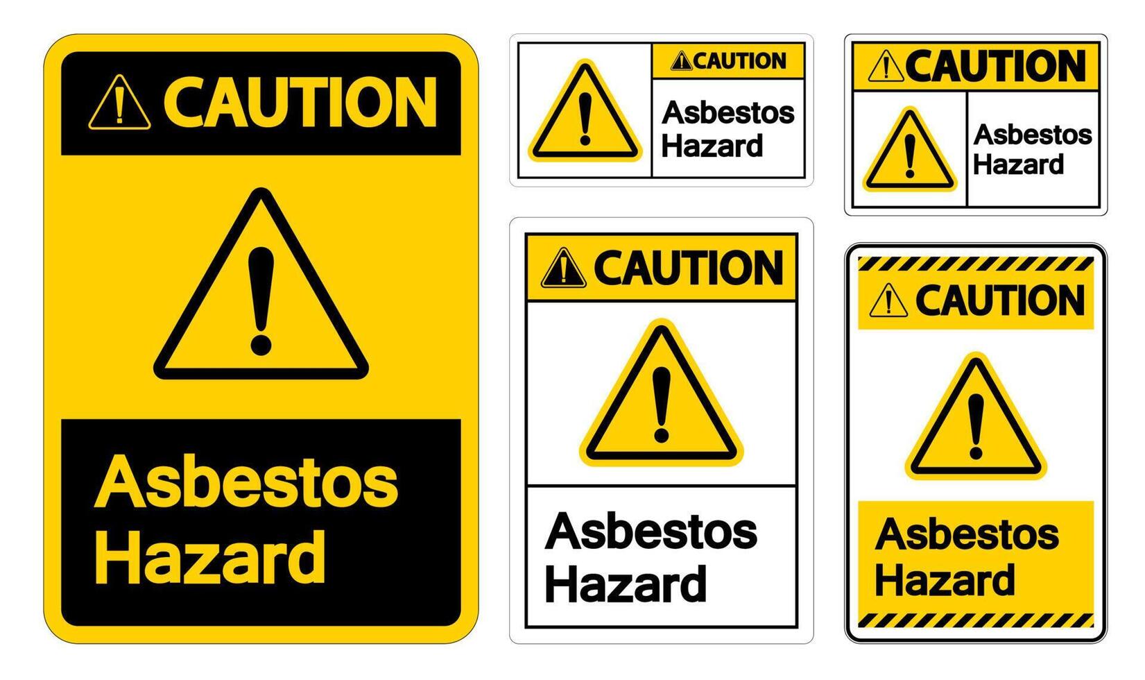 Precaución signo de símbolo de peligro de asbesto sobre fondo blanco. vector