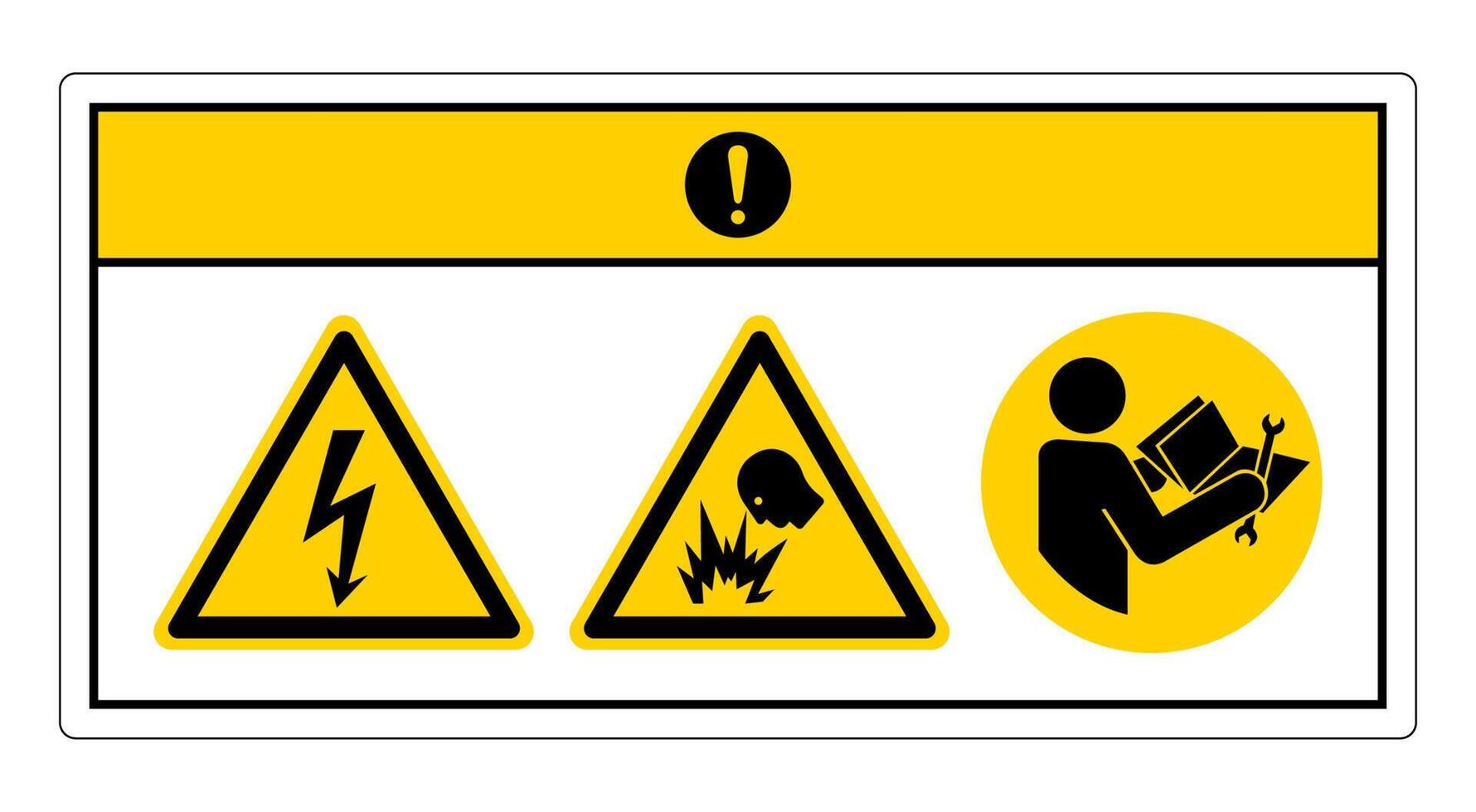 Precaución signo de símbolo de peligro de descarga eléctrica sobre fondo blanco. vector