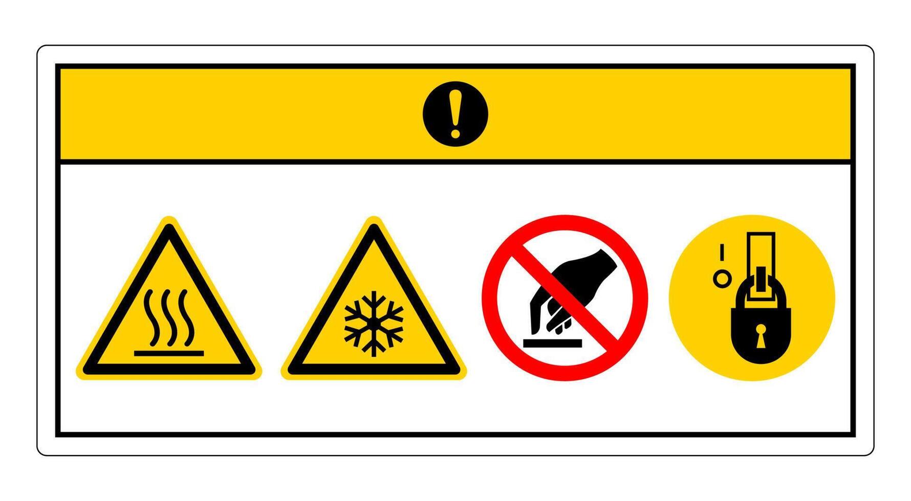 precaución signo de símbolo de superficie fría o caliente sobre fondo blanco vector