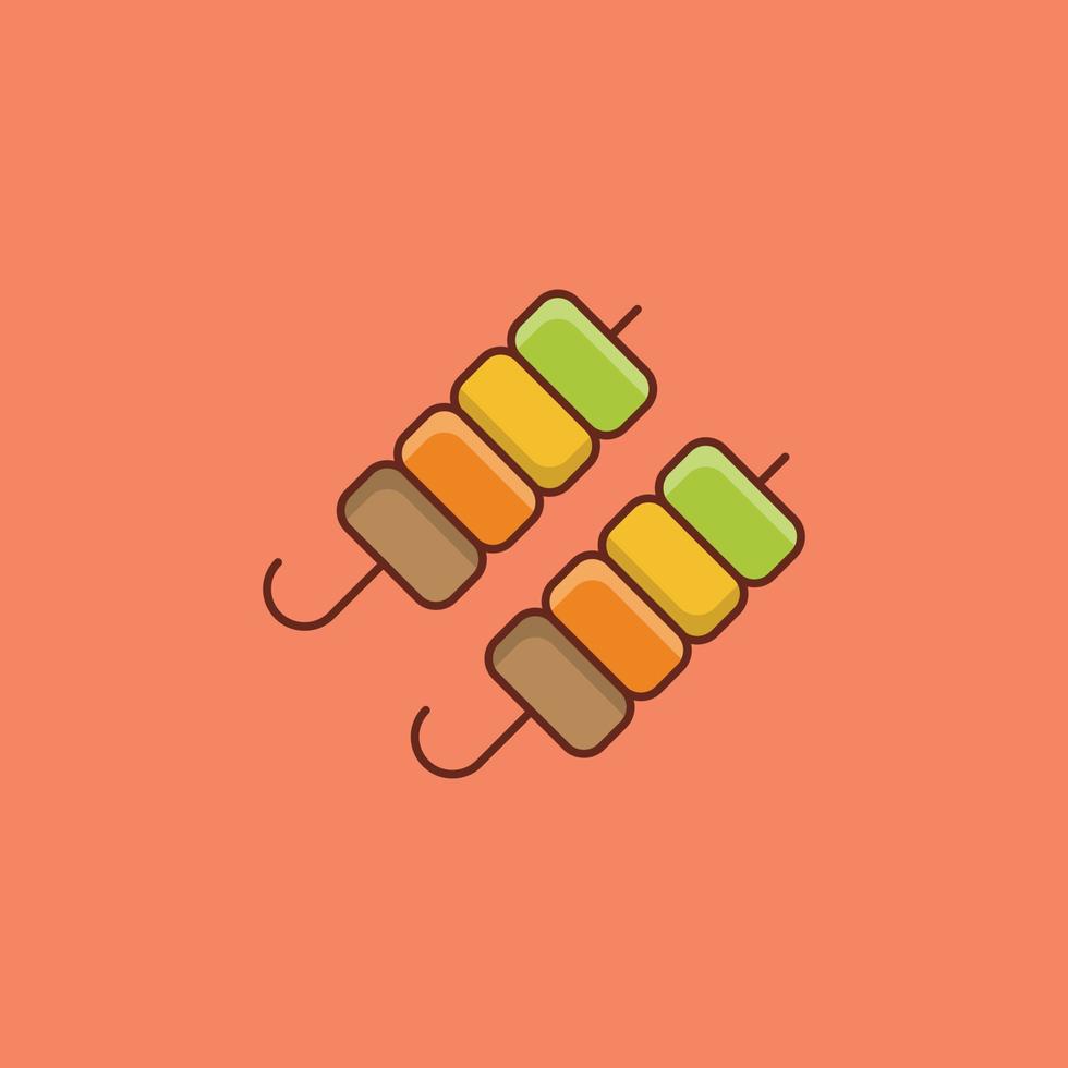 Ilustración de vector de kebab sobre un fondo. símbolos de primera calidad. icono de color plano de línea vectorial para concepto y diseño gráfico.