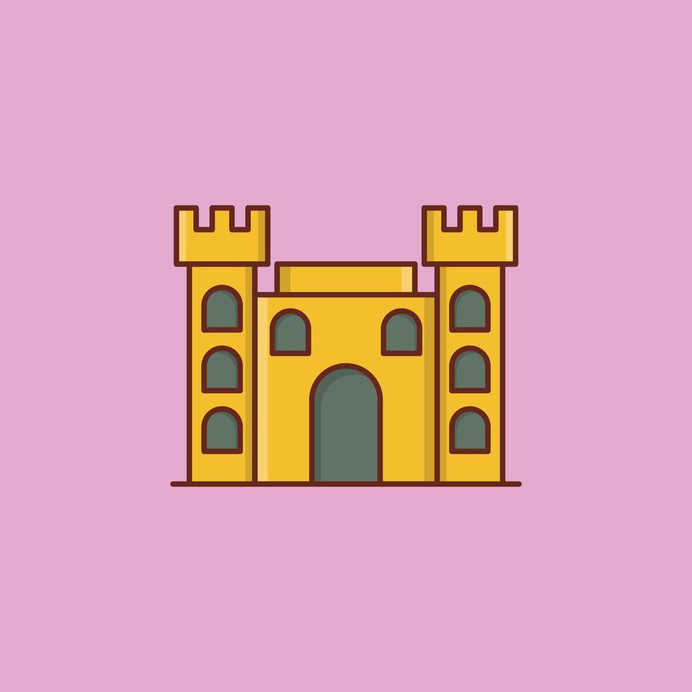 Ilustración de vector de castillo sobre un fondo. símbolos de primera calidad. icono de color plano de línea vectorial para concepto y diseño gráfico.