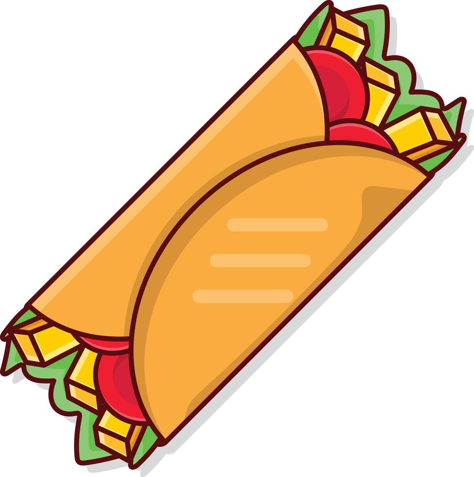 ilustración de vector de shawarma sobre un fondo transparente. símbolos de primera calidad. icono de color plano de línea vectorial para concepto y diseño gráfico.