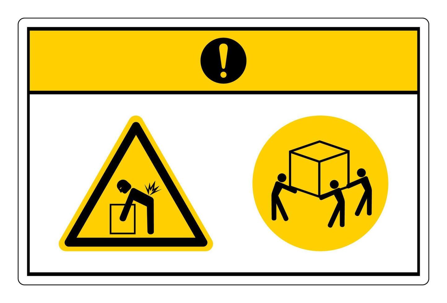 Caution Lift Hazard Use Three Person Lift Symbol Sign On White Background vector