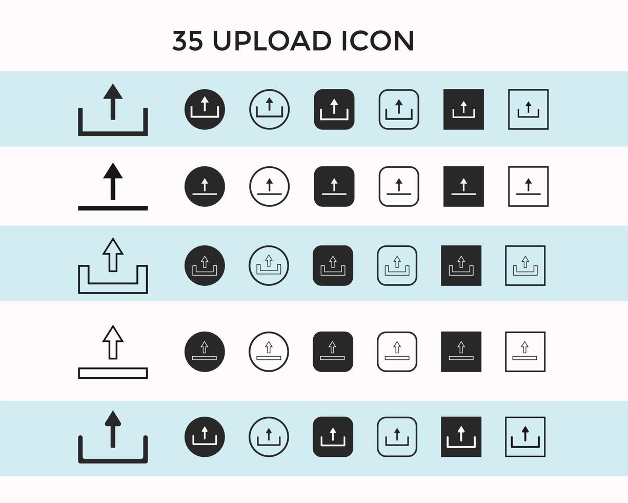 Set of upload icon vector on white background