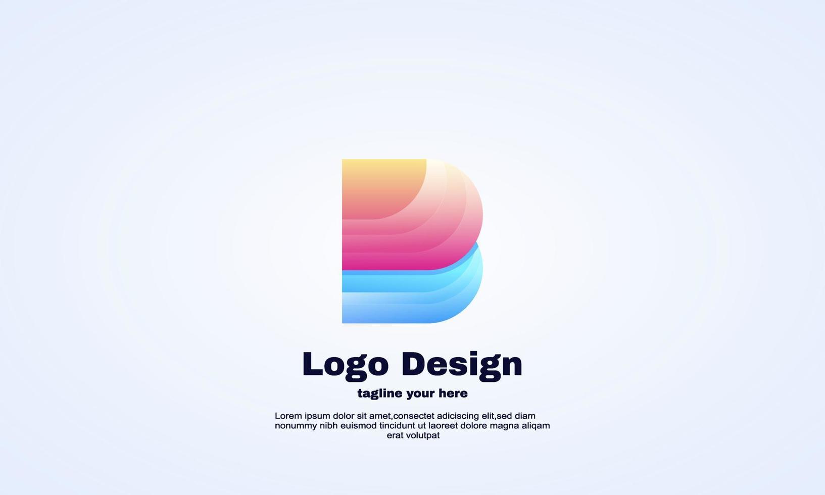 vector letter b logo template 3d gradient color