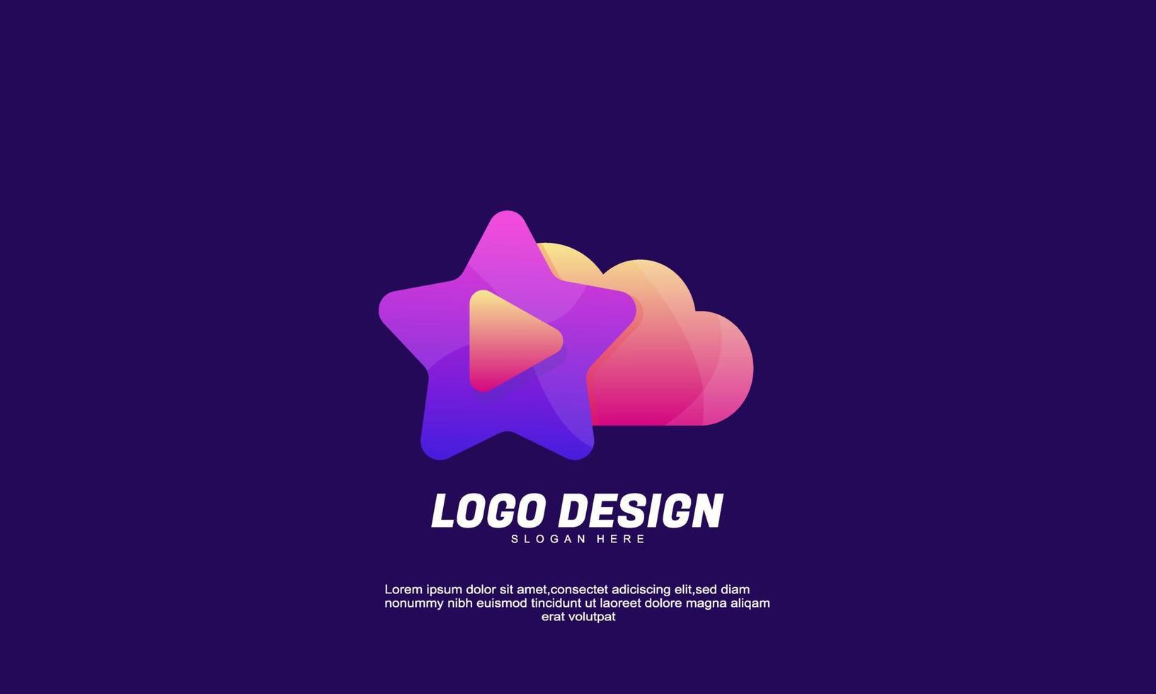 stock vector abstract creative cloud and star for company and business gradient color design template